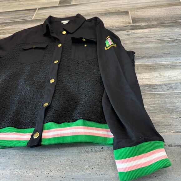 Ivy Storehouse Tweed Denim Black Jacket AKA Varsity Vintage Bomber Casual Style - Picture 2 of 8